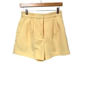 Abercrombie & Fitch Women 2 26 Pale Yellow Pleated High Rise Tailored Shorts